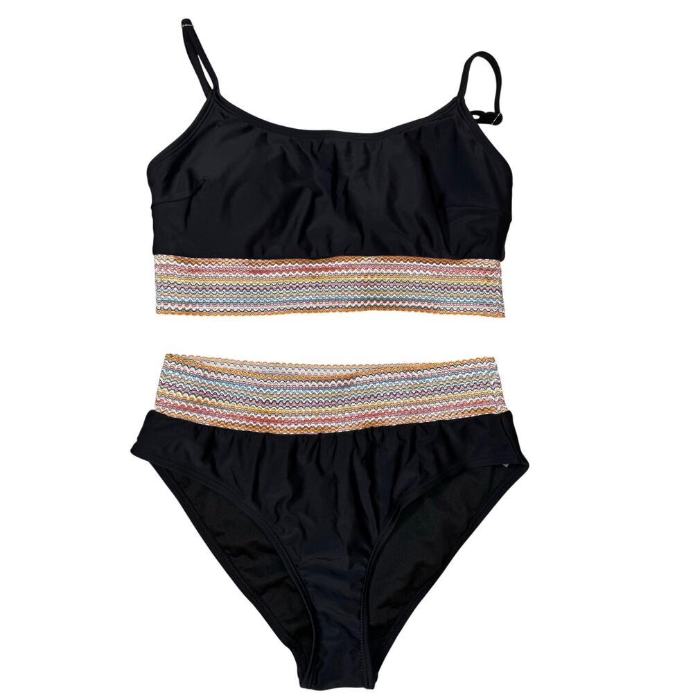 NWOT Black Retro Band Bikini Set (Size M)